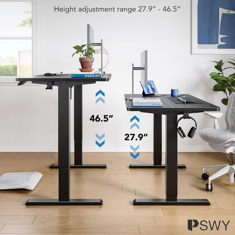 Bureau debout électrique à hauteur ajustable pour bureau à domicile 48 "x 24" noir