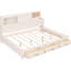 Lit de jour pleine grandeur en bois blanc avec 3 tiroirs de rangement, une tablette et un espace de chargement pour une chambre à coucher à la fine pointe de la technologie avec abri pratique et élégant