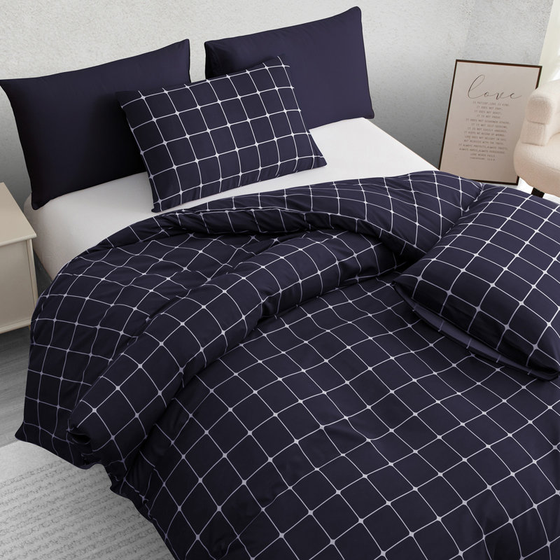 Luxury Double Brushed Microfiber Reversible Duvet Cover Set with Zipper Closure and Corner Ties