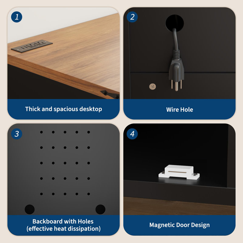 Armoire à café avec mini-réfrigérateur et tiroir, support à vin avec dessus brun chaud, organisateur de boissons pour la cuisine et le bureau, porte en acrylique noire