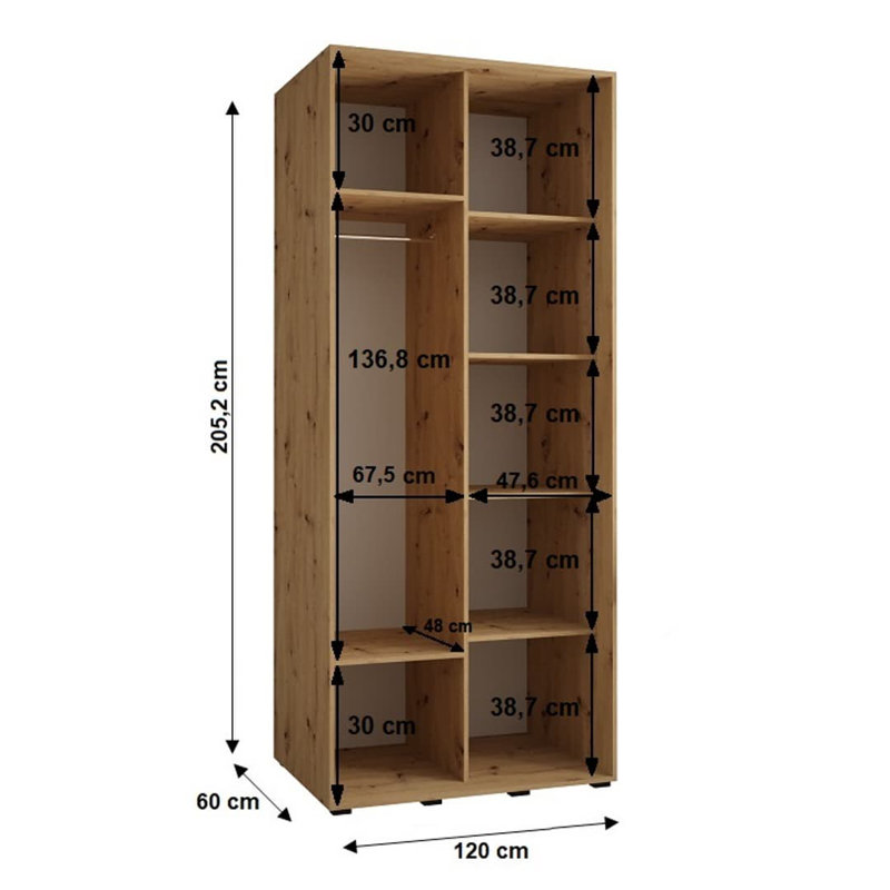 Camrynne 2 Door Manufactured Wood Wardrobe, Oak Artisan