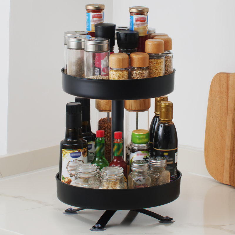 2-Tier Revolving Spice Rack, Black