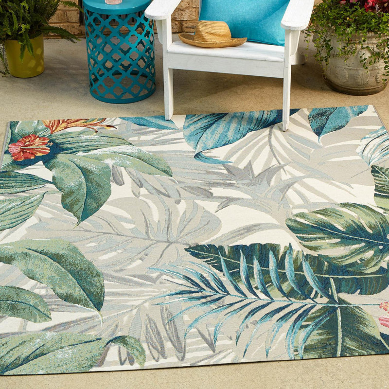 Anniston Multi Kula Indoor/Outdoor Modern Rug, Square 5'3"
