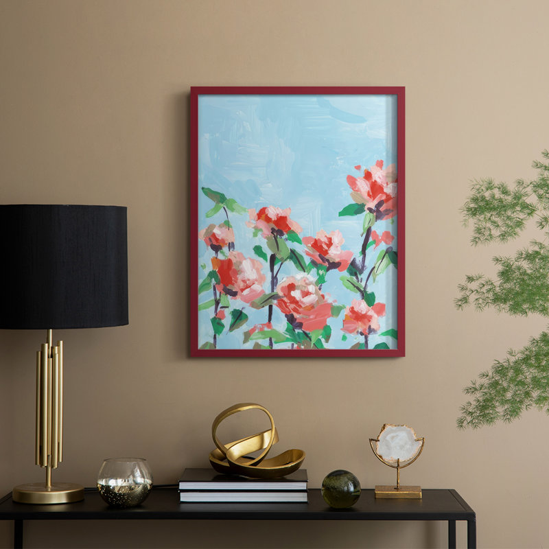 «Rose Garden Sky II», H 15 po x l 12 po, Rouge