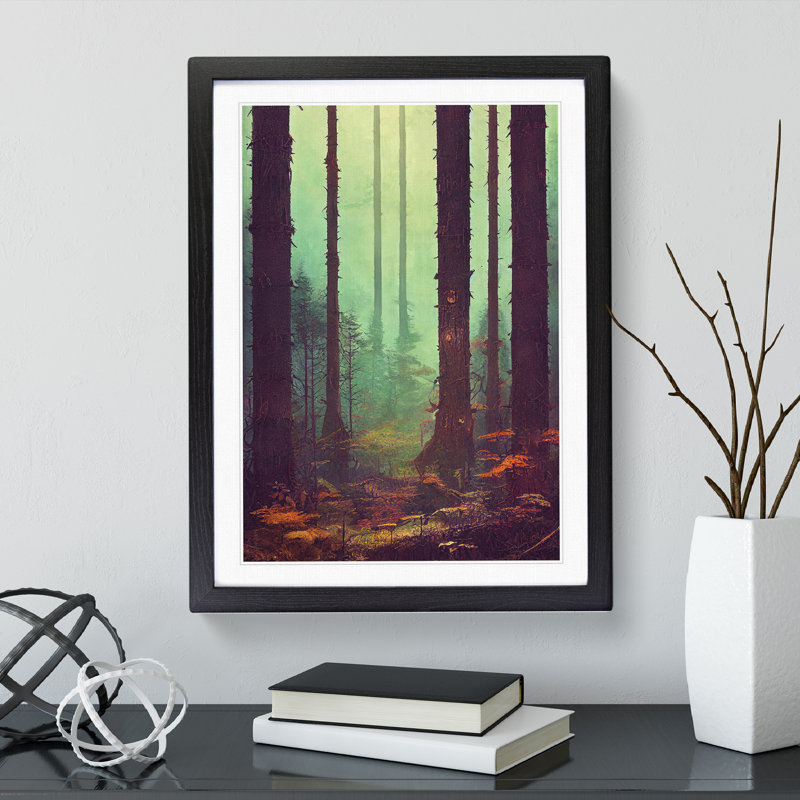 Autumnal Forest Woodland - Single Picture Frame Print, 46cm H x 34cm W x 2cm D, Black Framed