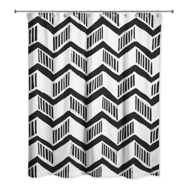 Rideau de douche à chevrons, Noir