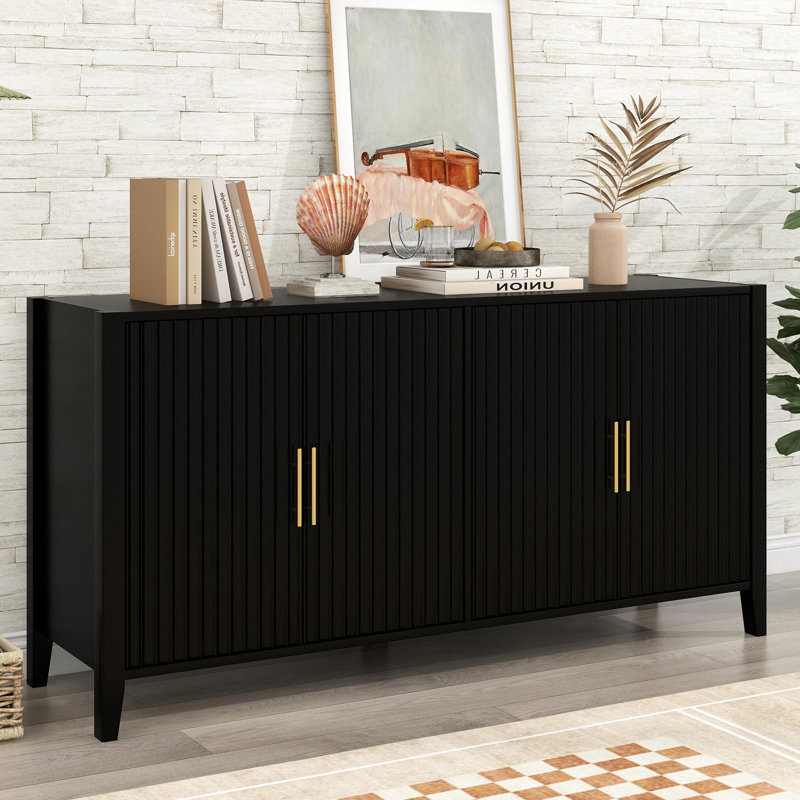 Condola Sideboard,Buffet table,Dining cabinet,Office credenza with Excellent Storage Performance, Black