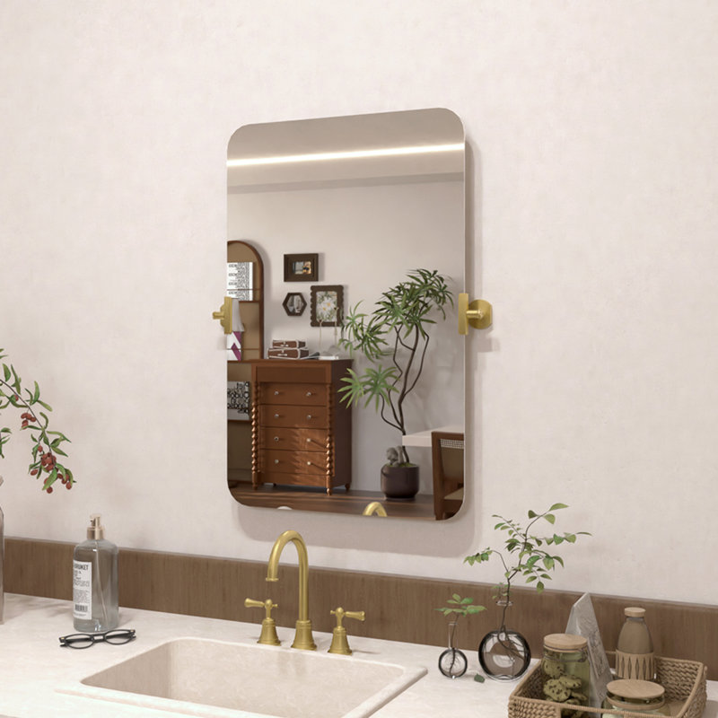 Tilt Wall Mount Bathroom Vanity Mirror, 30" x 20" , Gold