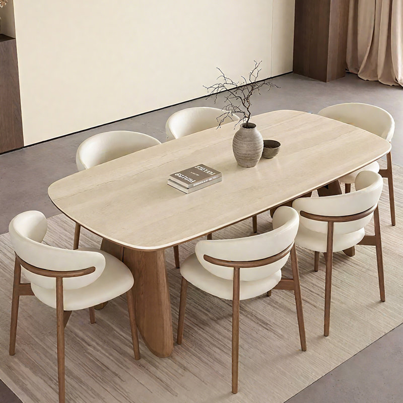 62.99"French-style vintage rectangular solid wood dining table, 29.53" H x 62.99" W x 35.43" D