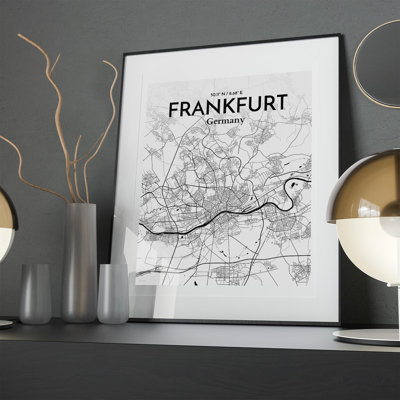 Carte de Francfort, impression graphique contrastée