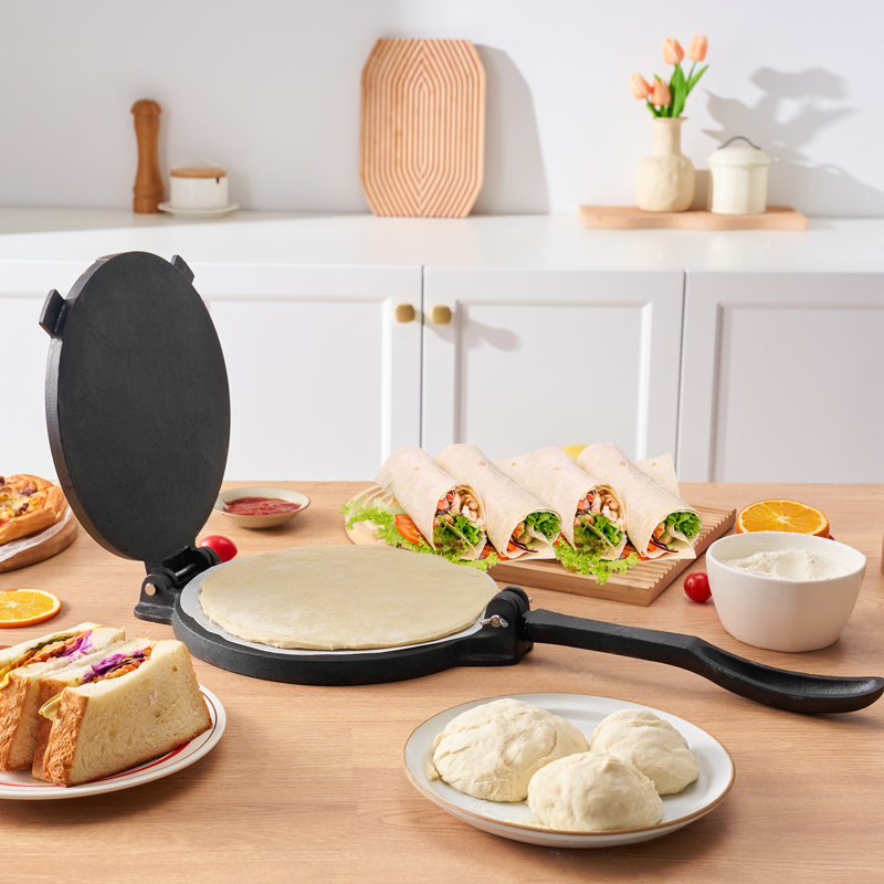 VEVOR 8 Inch Cast Iron Tortilla and Roti Press with Parchment Paper