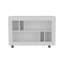 Chariot-console Joge de 37,4 po de largeur avec six tablettes, roulettes, table de vestibule, table d'appoint, table de salon, blanc