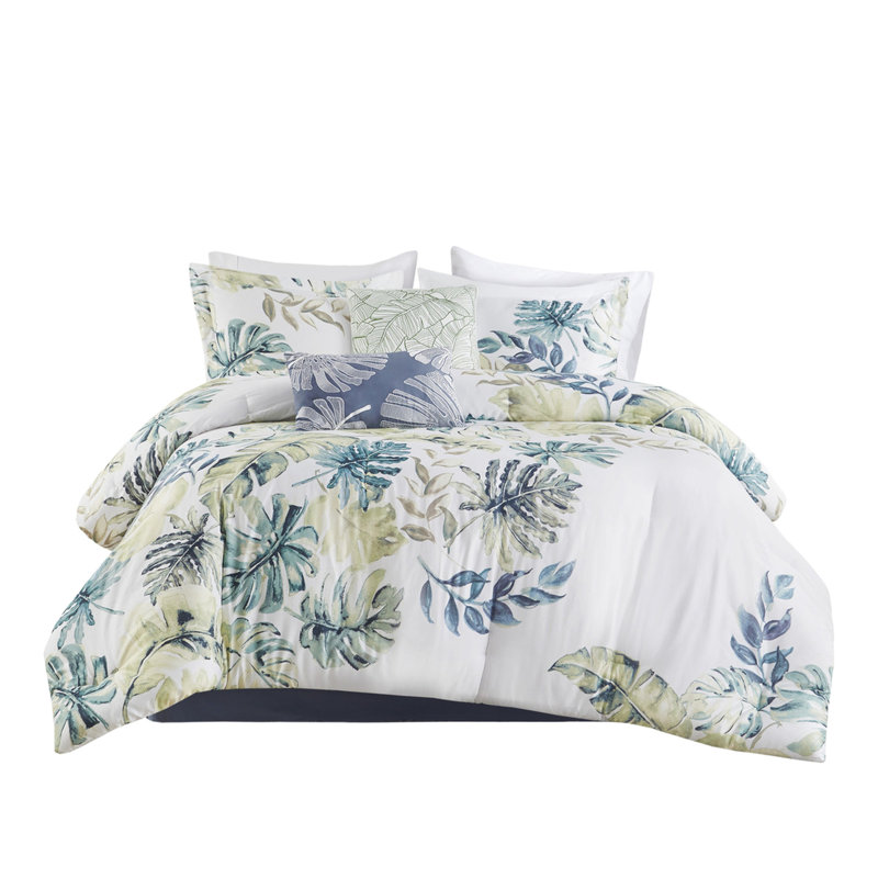 Full Comforter - 100% Cotton With Intriguing Tropical Plant Print Bedding Alluring Design