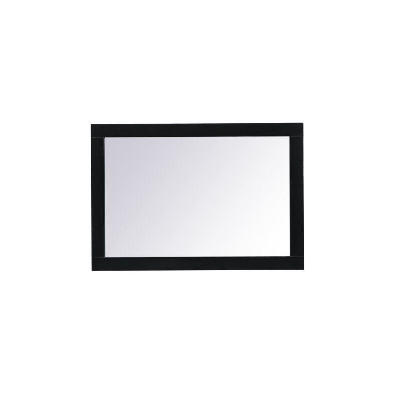 Rosenow Wood Flat Wall Mirror, Black, 32'' H x 22'' W