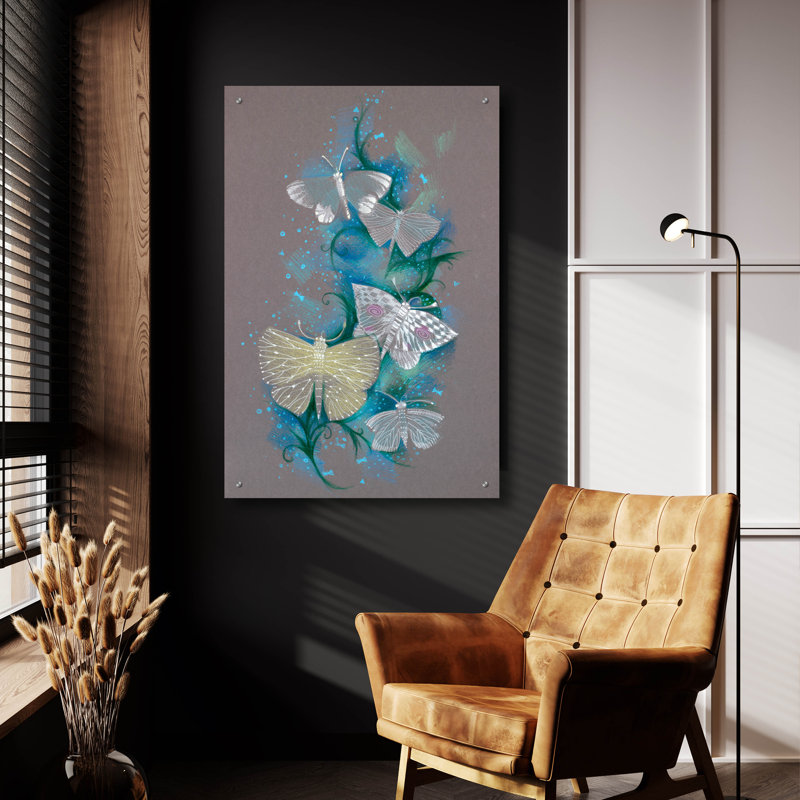Art mural en verre rouge «Butterflies» par Oxana Zaika par Red Barrel Studio®, H 36 po x l 24 po x P 0,2 cm