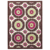 Suzani Wool Ikat Area Rug in Green/Ivory/Chocolate