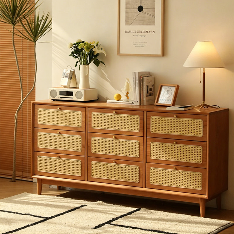 Armoire de rangement japonaise à tiroirs multifonctionnelle, H 31,5 po x l 62,99 po x P 15,75 po