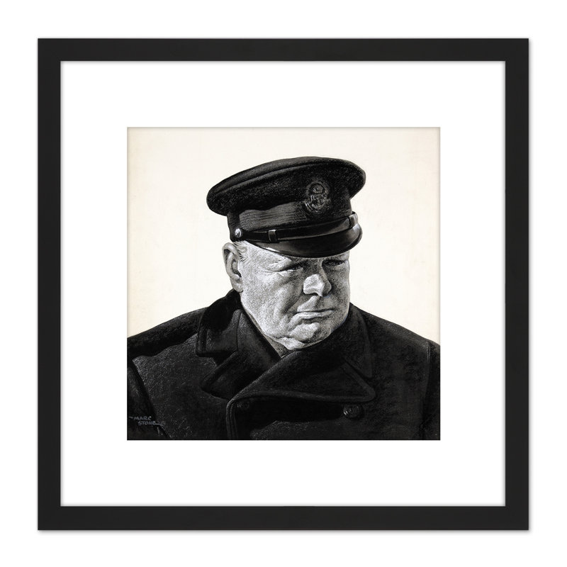 Stone Portrait UK Prime Minister Winston Churchill - Single Picture Frame Painting