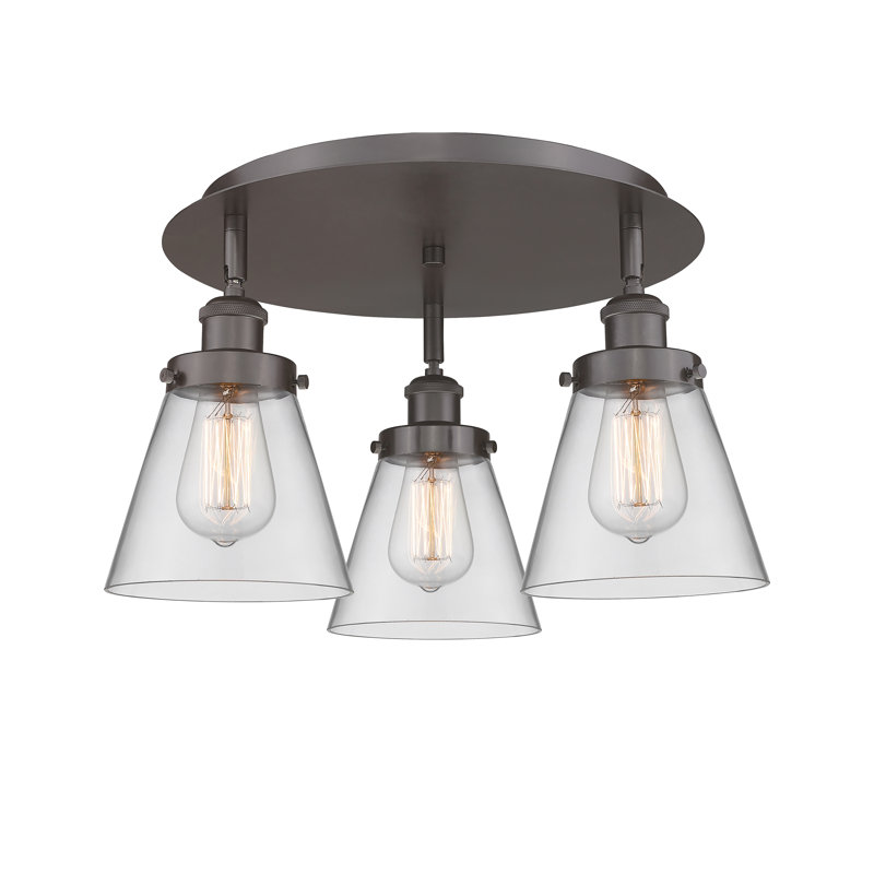 Plafonnier encastré 3 lumières Cone, Clair, Nickel poli