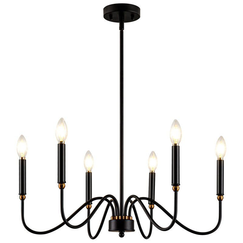 Tracen 6 - Light Dimmable Classic / Traditional Chandelier Black Chandelier