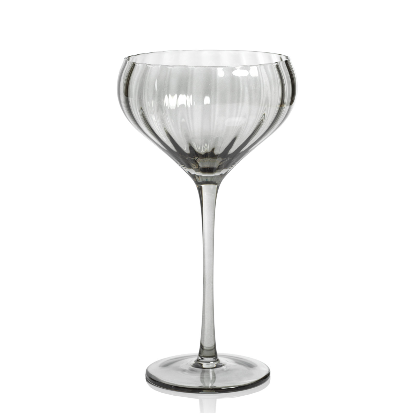 Boulder Ribbed Coupe Glass, Smoke