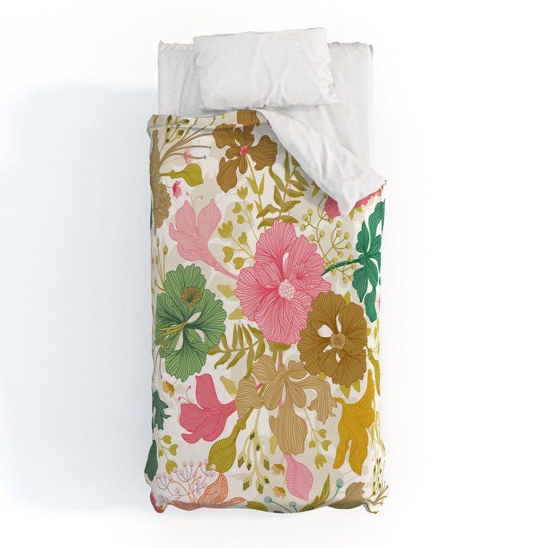 Housse de couette Moms Garden, Housse de couette double et 2 taies décoratives s