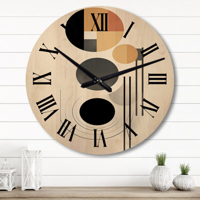 Minimal circulaire géométrique Illustration II - horloge murale moderne surdimensionnée géométrique en bois