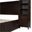 Grand lit en bois avec armoire tout-en-un, tablette et prises, espresso