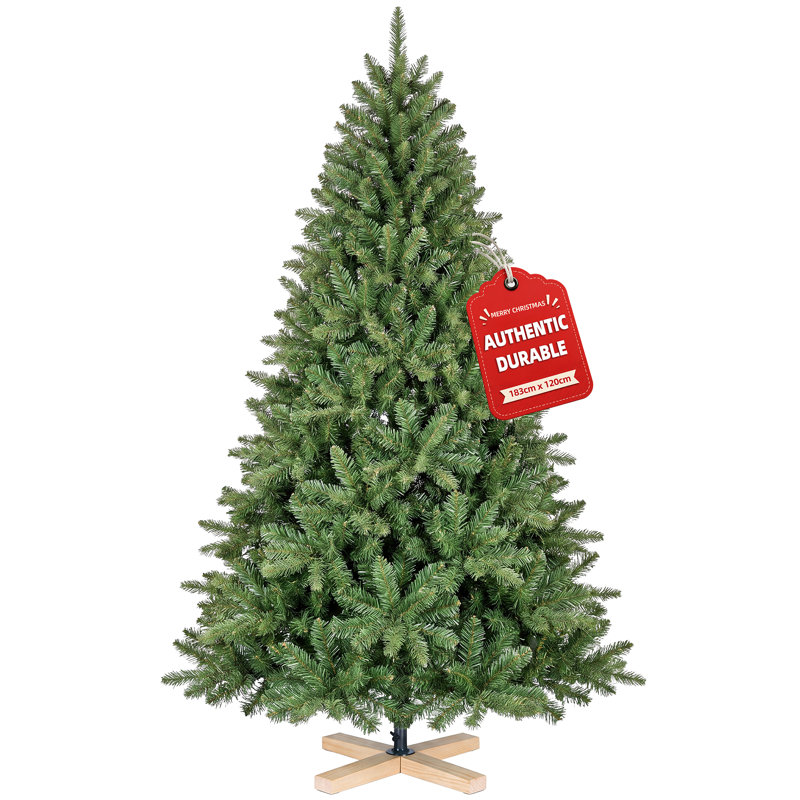 Artificial Christmas Tree with Wooden Stand, 6ft