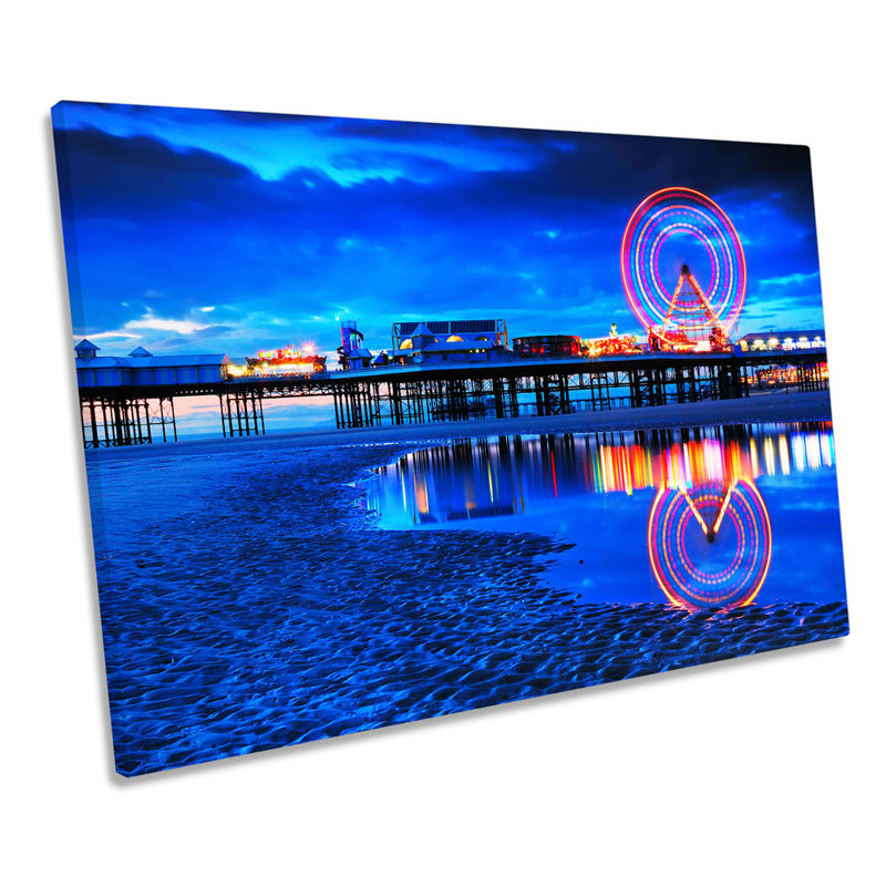 Blackpool Central Pier Beach - Wrapped Canvas Print, 40.6cm H x 61cm W x 2cm D