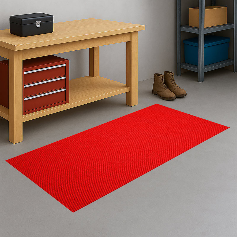 Non-Slip, Dirt-Trapping, Heavy-Duty Utility Runner Rug - (Extra-Long Custom Sizes Up to 55ft) - Absorbent for All-Weather, High-Traffic Entryways, Hallways, Patios & Offices - Red