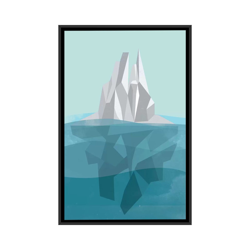 « iceberg », impression sur toile tendue, H 26 po x l 18 po x P 1,5 po, Toile avec cadre noir, Pas de tapis