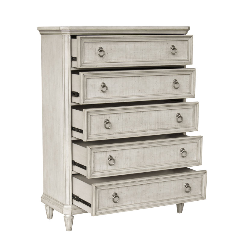 Vanilla Cream Transitional 5-Drawer Lingerie Chest with Felt Lined Drawer