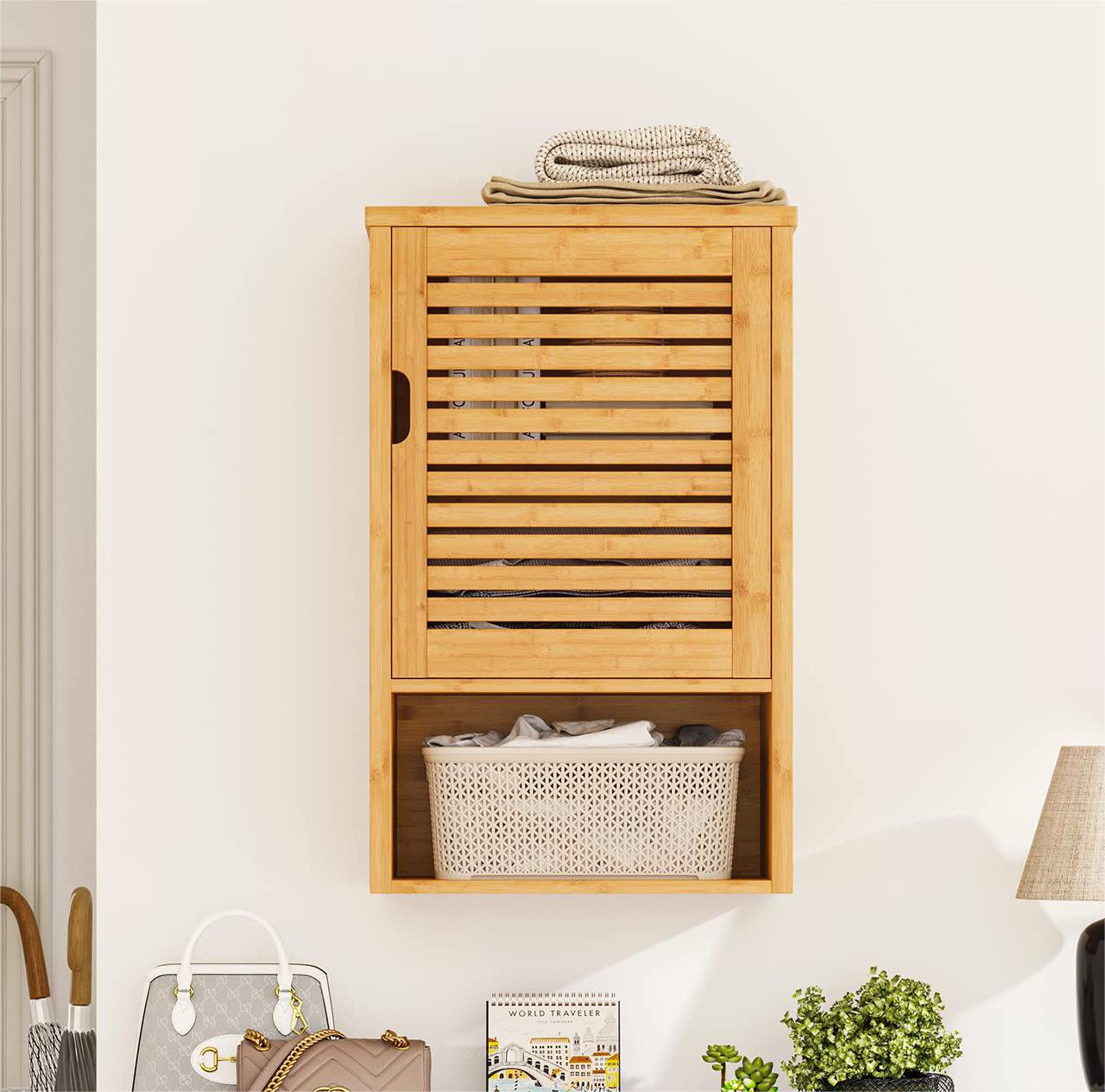 Wood bathroom store wall cabinet