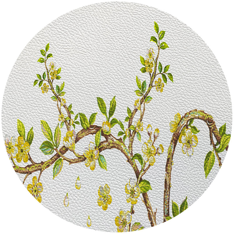 Cherry Blossom 16'' Vinyl Placemat, Yellow