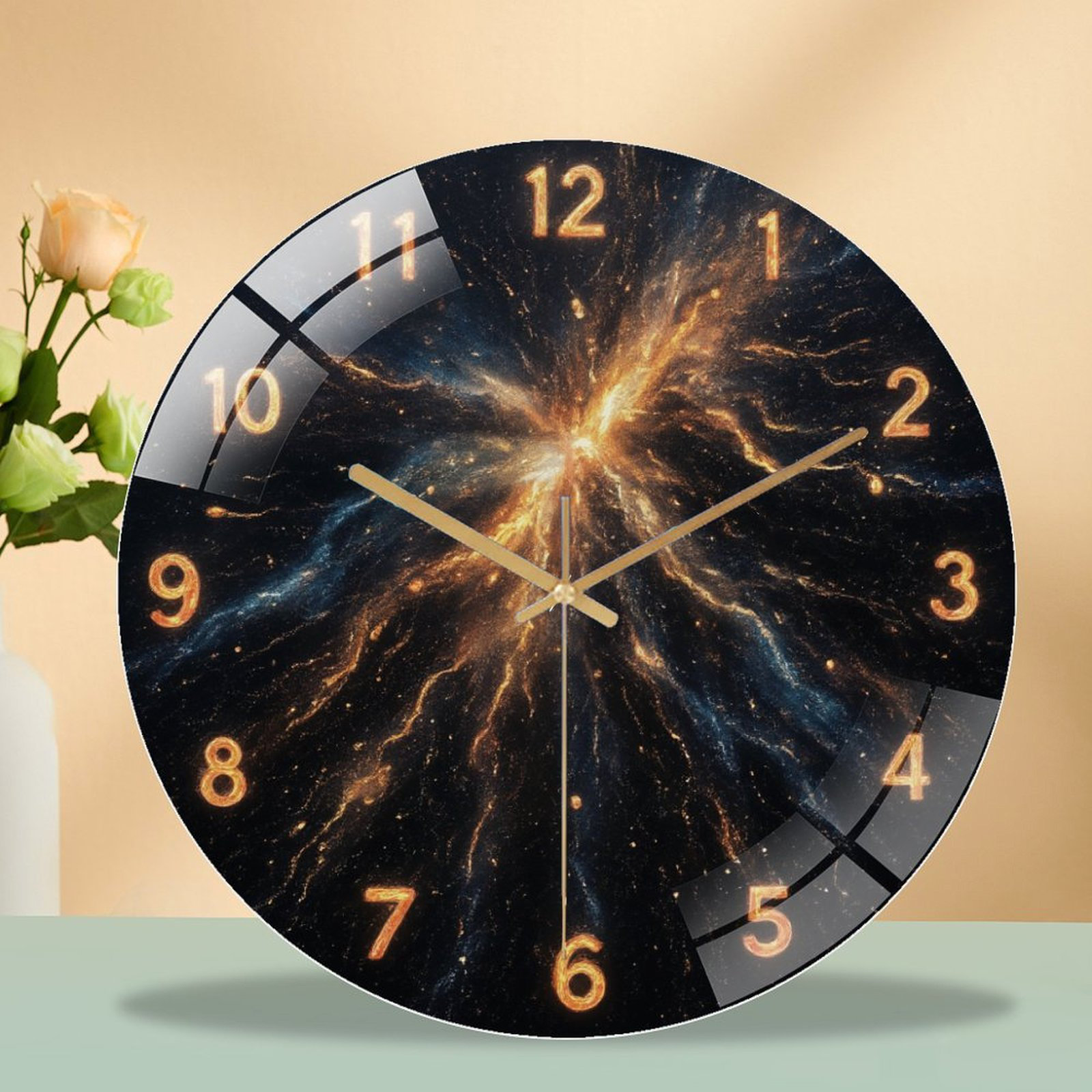 East Urban Home 12" Round Tempered Glass Wall Clock with Silent Quartz ...