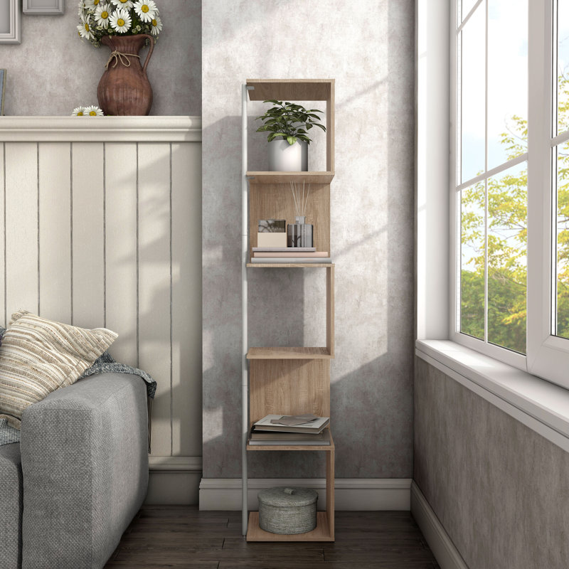 Seldovia 61.5"H 5-Tier Corner Bookcase, Natural