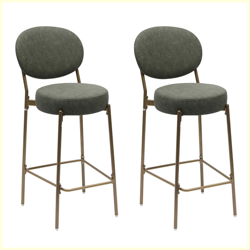 Upholstered Velvet Barstools(Set of 2), Green