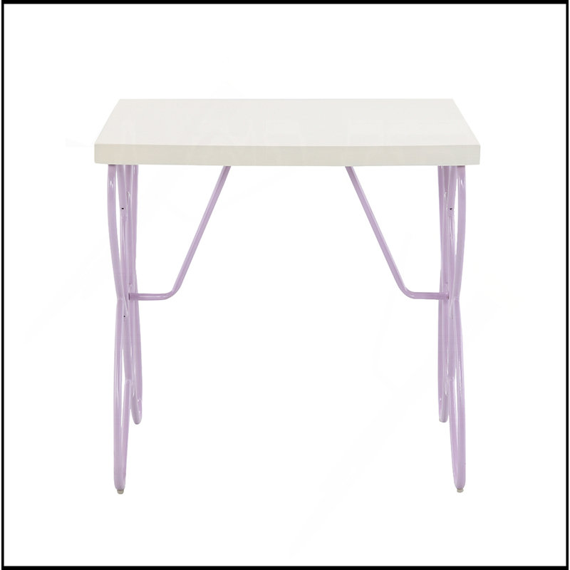 Table de chevet Butterfly Design, blanc et mauve clair