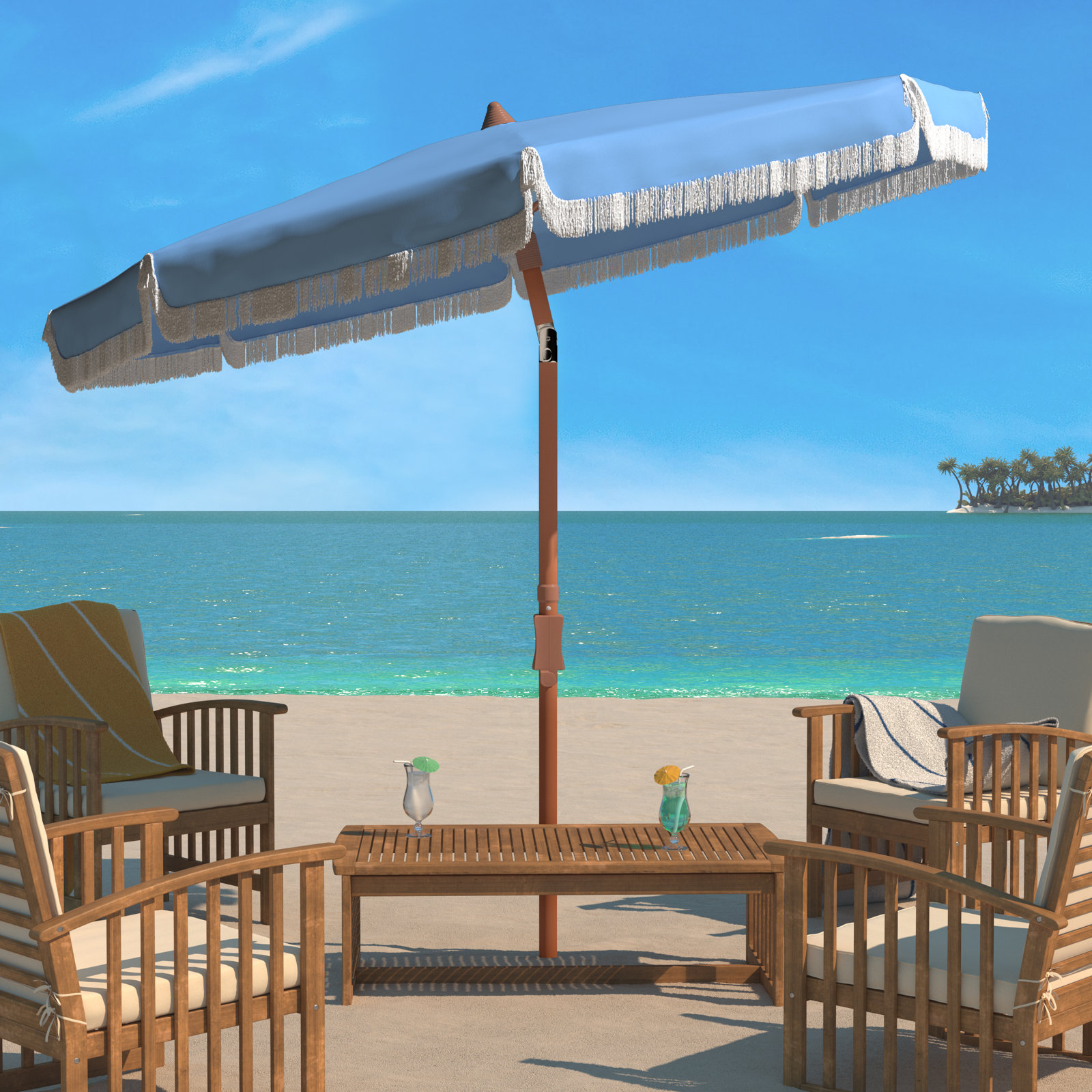 Tyler 73.62'' Outdoor Umbrella, Light Blue