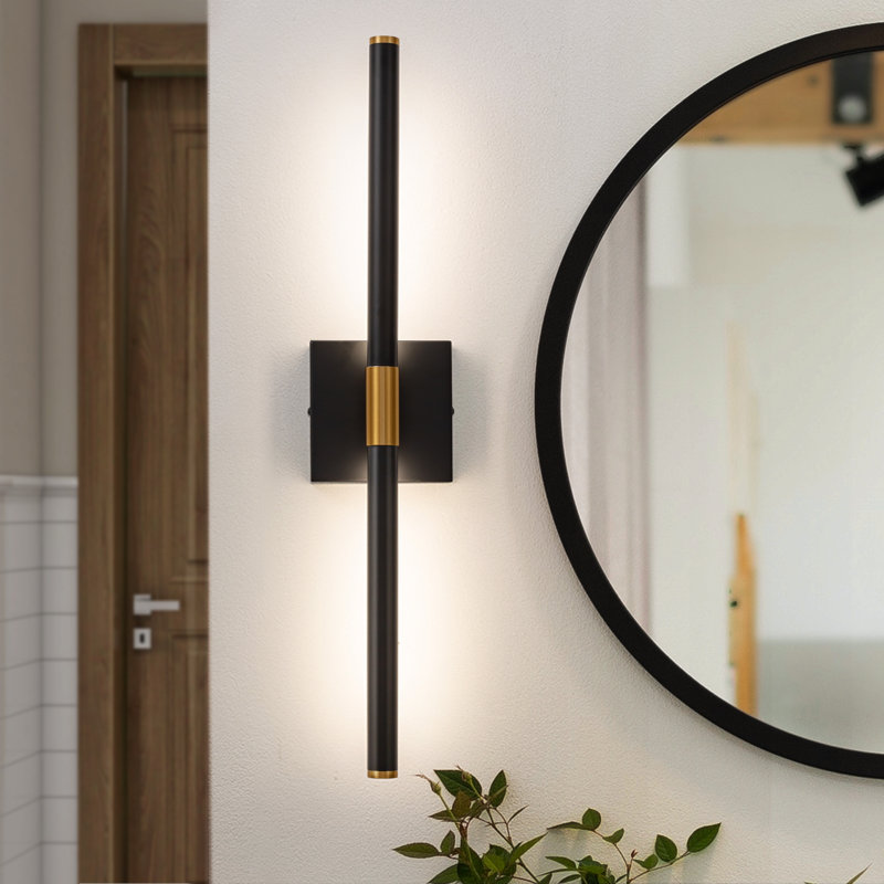 Fiza Vanity Light Fixture LED (Horizontal and Vertical), 23.6" H x 4.7" W x 3.5" D, Black/Gold