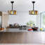 Ventilateur de plafond Delvis noir avec abat-jour en verre multicolore Tiffany