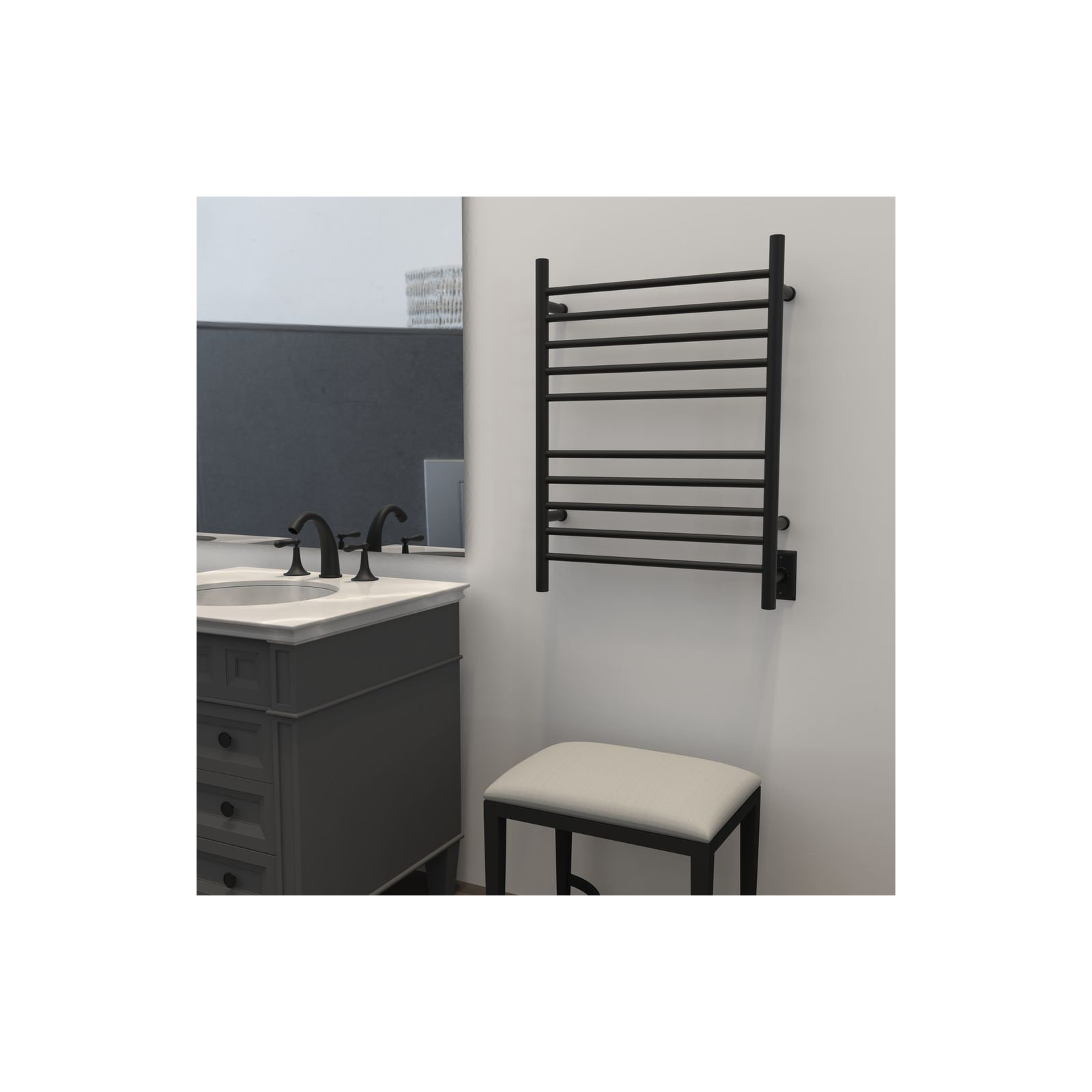 Wall Mount Electric Towel Warmer plug in or hardwired combo unit, Matte Black