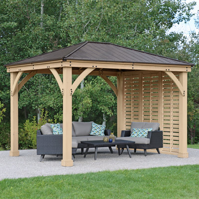 10' Meridian Privacy Wall Premium Cedar Wood Panel with Stylish Slat Design
