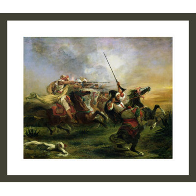 Moroccan horsemen in military action by Eugène Delacroix -Framed Giclee Print