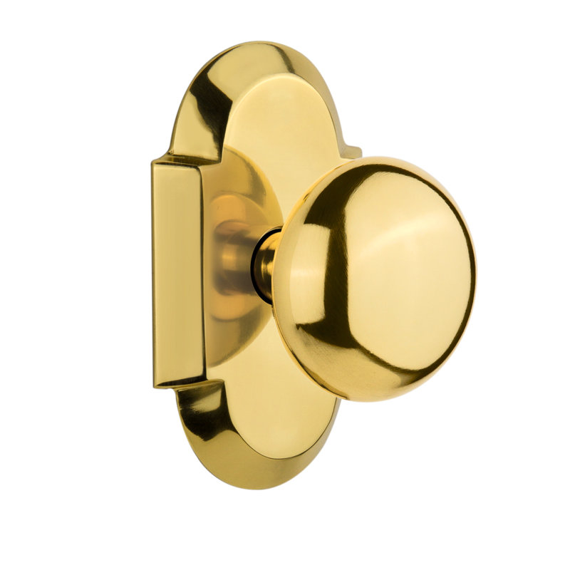 Cottage Plate with New York Door Knob, Polished Brass