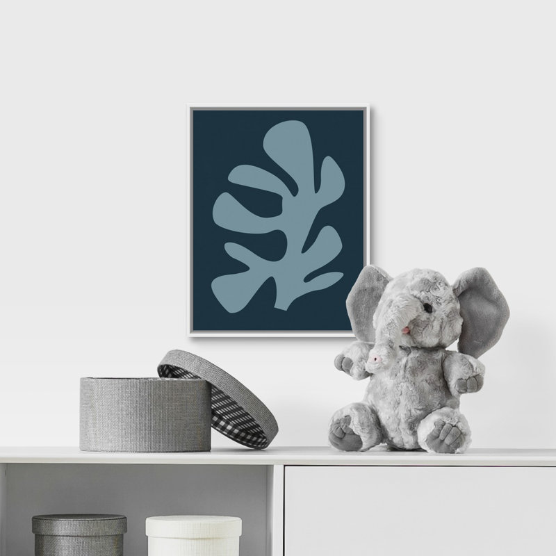 Plants & Flowers Framed Art, 14" H x 11" W x 1.2" D, White Floating Frame Canvas/Purple/Blue