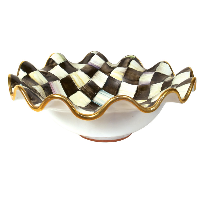 Courtly Check® Ceramic Fluted Bowl, 4.5" H x 14" W x 14" D