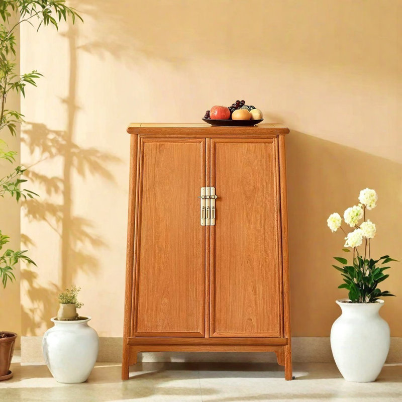 Solid Elm  Wood Entryway Cabinet