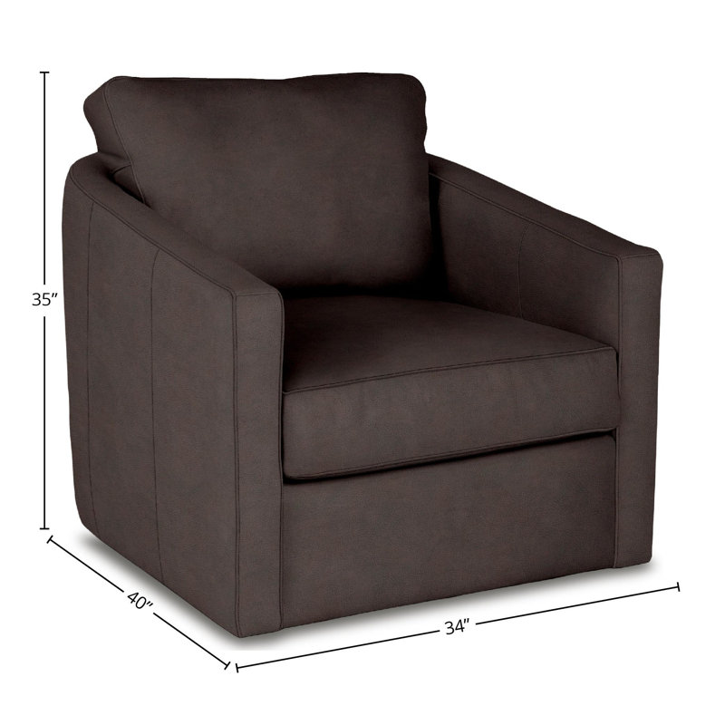 Fauteuil demi-tonneau en cuir Grain 86,36 cm Mccoy, Cuir véritable brun foncé